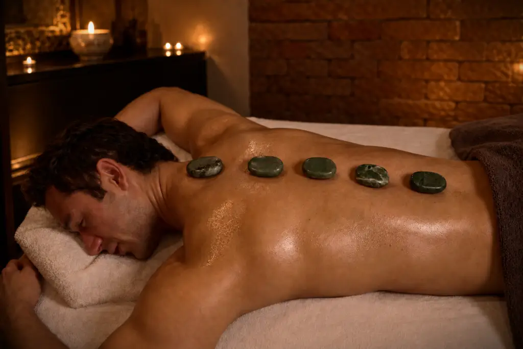 candlelit hot stone spa retreat